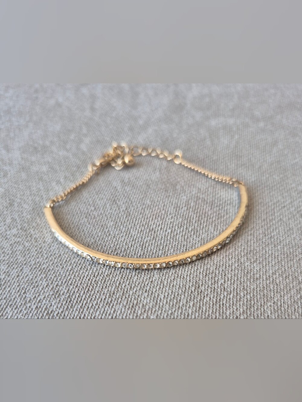 Delicate Gold-Tone Bracelet with Clear Crystal Row